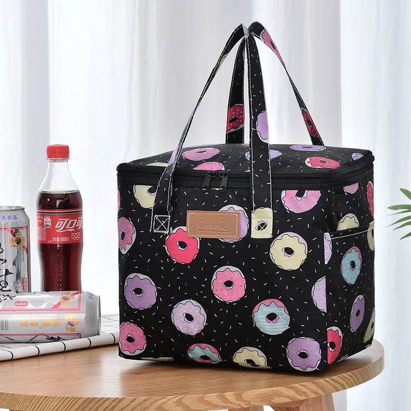 Portable Lunch Bag New Thermal Insulated Lunch Box Tote Cooler Functional Handbag Student Bento Pouch School Food Storage Bags Donut