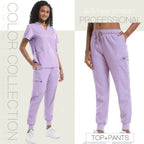 Unisex Medical Scrubs - Soft Fabric Clinical Workwear for Healthcare Vibes 42032-Light purple