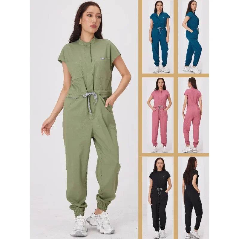 Wholesale Medical Apparel Scrub Uniform Women Short Sleeved Scrubs Jumpsuit Medical Hospital Clothing Scrub Uniforms with Pocket