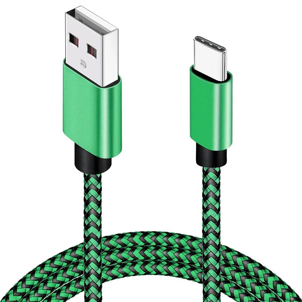 USB Type C Cable Date Sync 2.4A Fast Charging 1M 4Pack Nylon Braided Wire Charger Cable For Samsung Huawei Android Mobile Phone 1piece green