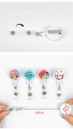 Nurses Doctors Retractable Badge Reels Kawaii Cartoon Pattern Uniform Pocket Clips Work Card Holder Hospital Supplies