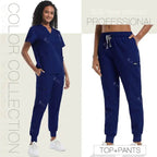 Unisex Medical Scrubs - Soft Fabric Clinical Workwear for Healthcare Vibes 42032-Navy Blue