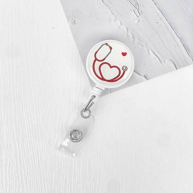 Nurses Doctors Retractable Badge Reels Kawaii Cartoon Pattern Uniform Pocket Clips Work Card Holder Hospital Supplies No.5