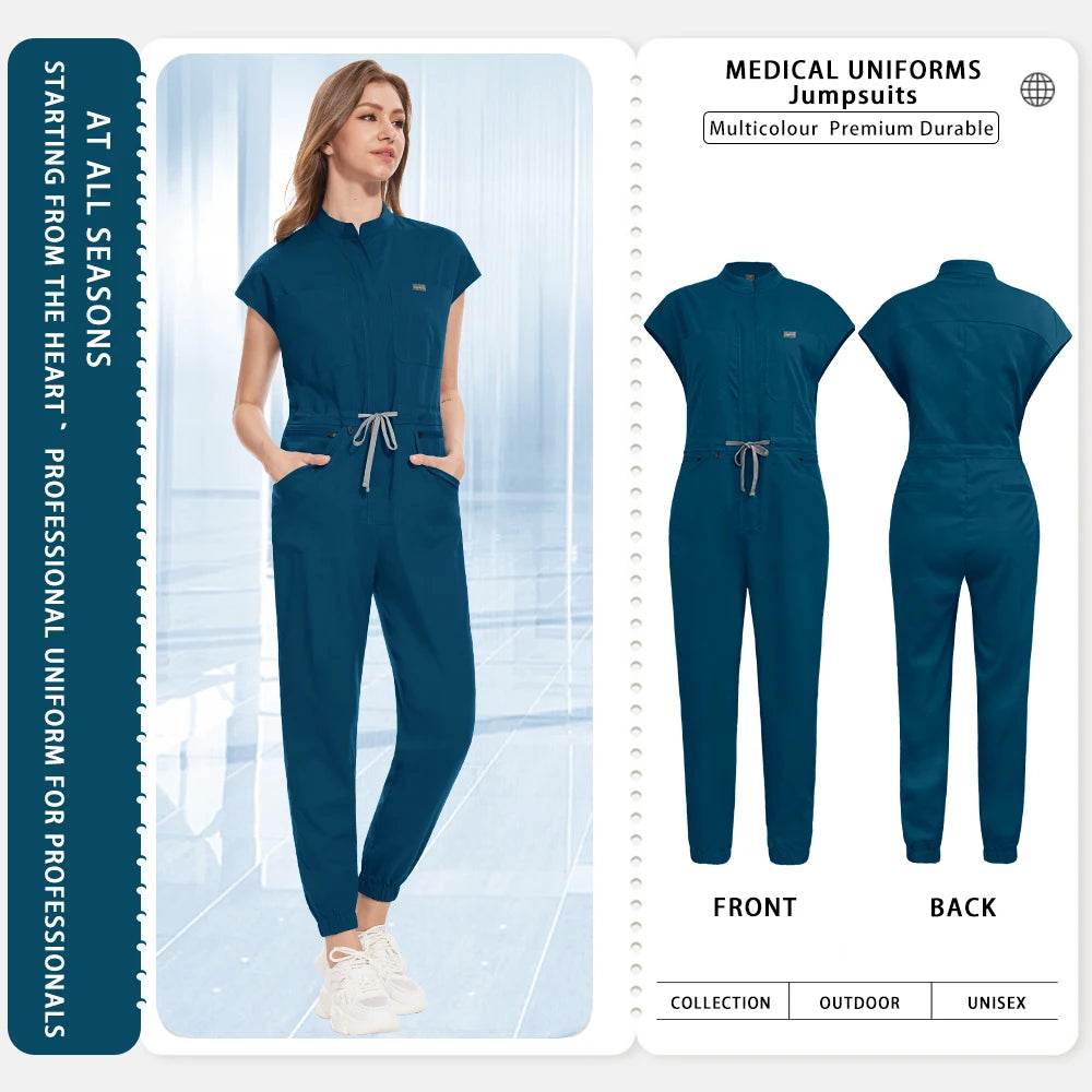 Women's Uniforms, Lab Coat, Healthcare Medical Workwear, Surgical Jumpsuits, Nurse Uniforms Azure blue