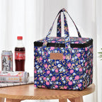 Portable Lunch Bag New Thermal Insulated Lunch Box Tote Cooler Functional Handbag Student Bento Pouch School Food Storage Bags Navy Daisy