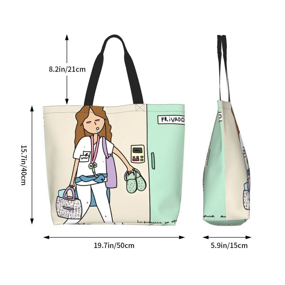 Spacious Eco-Friendly Healthcare Tote Bag with Durable Handles and Secure Zipper Closure