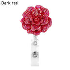 New Rose Shape Design Badge Resin Retractable Nurse ID Card dark red-
