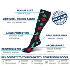 Compression Socks Funny Cactus Animal Pattern Sports Golf Tube Outdoor Hiking Pressure Knee High Stockings