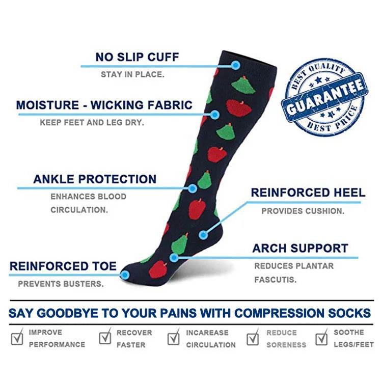 Compression Socks Funny Cactus Animal Pattern Sports Golf Tube Outdoor Hiking Pressure Knee High Stockings