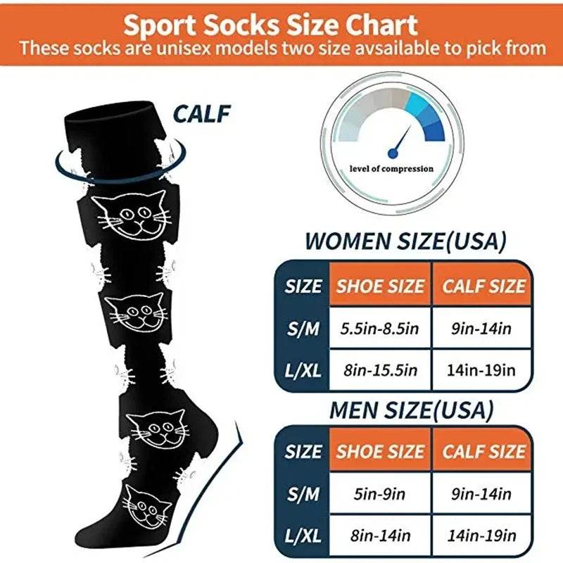 Compression Socks For Men Women To Resist Fatigue Varicose Edema Knee Height Of 20-30mmHg Running Basketball Hiking Sports Socks