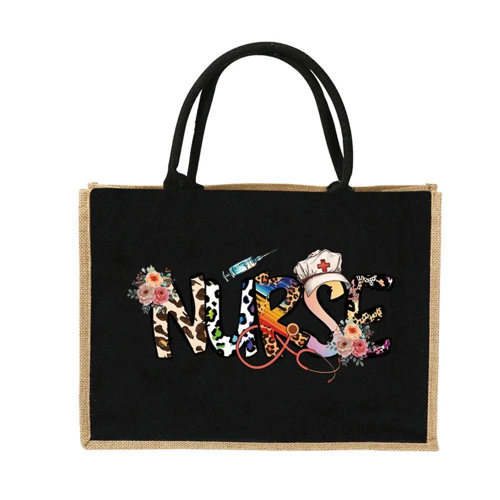 Burlap Shopping Bags Vintage Jute Imitation Sacks - Nurse Series 14Nurse014