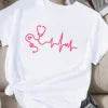 Women's Stethoscope comfit T-shirt with Heartbeat Waveform White