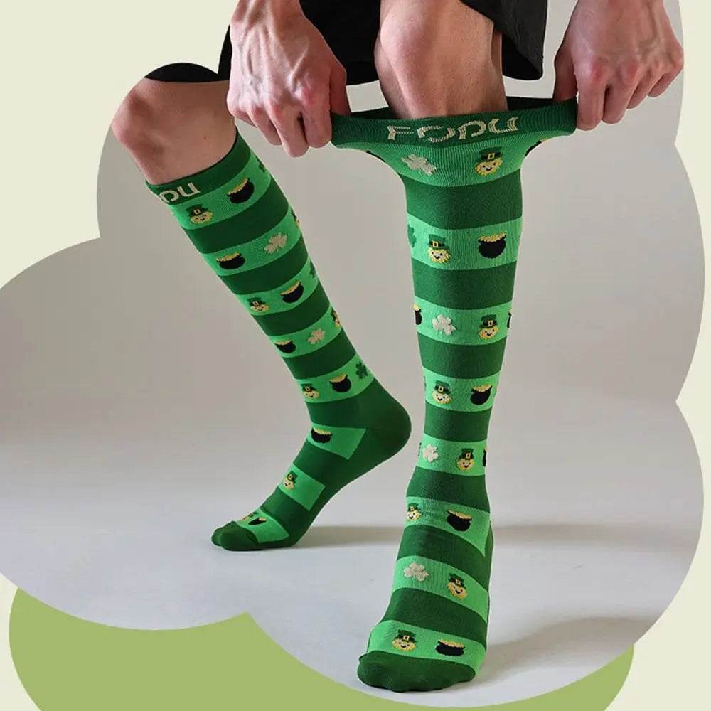 Elastic Compression Socks Knee High Funny Pattern Pressure Stockings Breathable Reducing Swelling Varicose Veins Socks Pregnancy