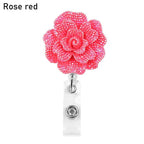 New Rose Shape Design Badge Resin Retractable Nurse ID Card rose red-