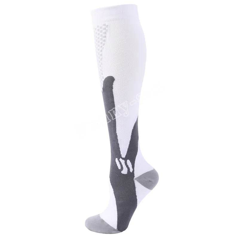 Compression Socks Running Sports Socks Medical Nursing 20-30mmhg for Flight Travel Pregnancy Edema Diabetes Varicose Veins Socks YSZ02-White