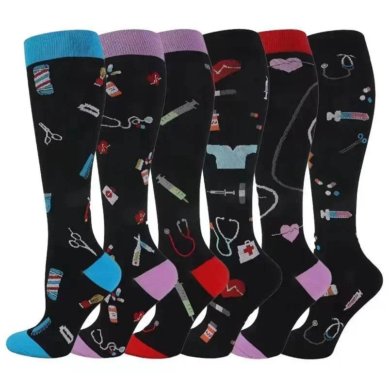6 Pairs of Men and Women Compression Socks - Ideal for Running, Soccer, and Everyday Comfort! T-ANS006-29