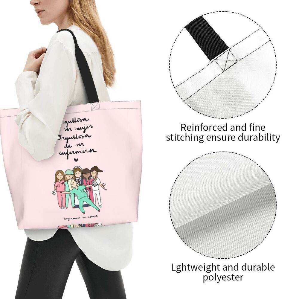 Spacious Eco-Friendly Healthcare Tote Bag with Durable Handles and Secure Zipper Closure