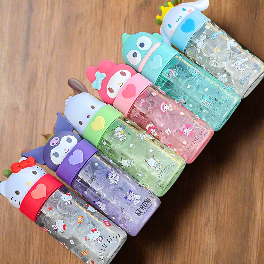 Kawaii Sanrio Hello Kitty, Kuromi, Cinnamon Roll, Melody, 500ml Transparent Plastic Water Bottle