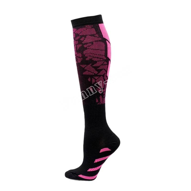 Compression Socks Running Sports Socks Medical Nursing 20-30mmhg for Flight Travel Pregnancy Edema Diabetes Varicose Veins Socks YS001-173-Hot Pink