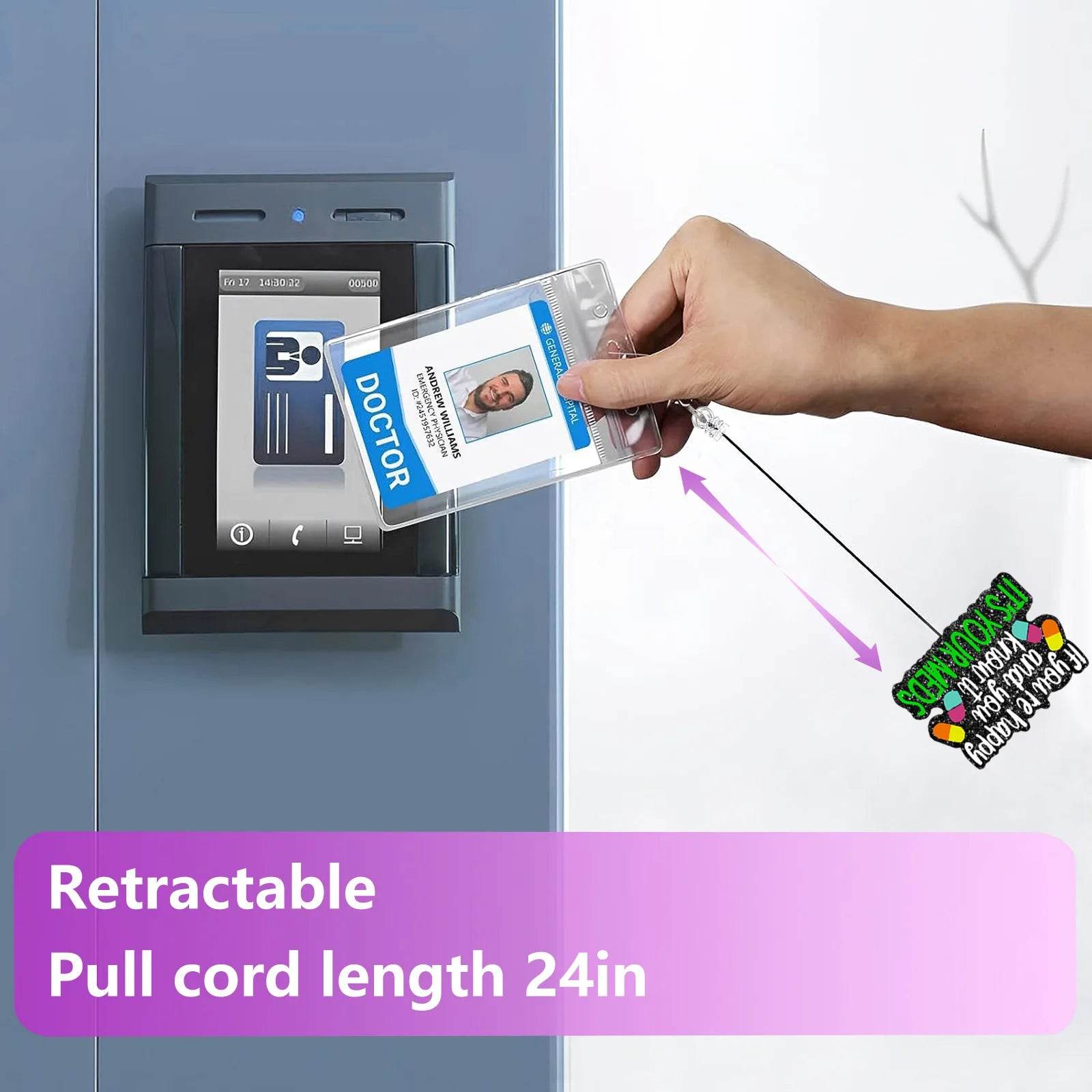 New Design 1 Piece Glitter Retractable Nurse Badge Reel Inspiring Phrase Name Tag ID Card Holder Lanyard School Office Supply