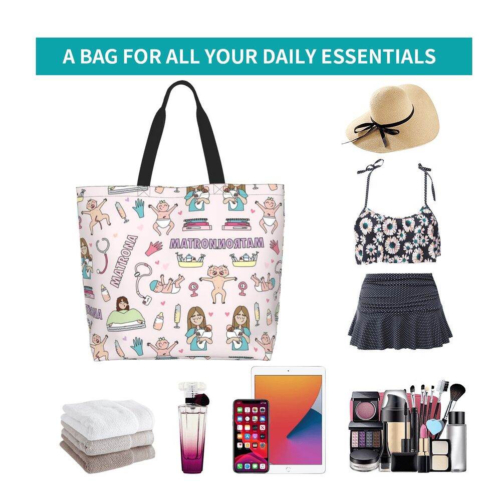 Spacious Eco-Friendly Healthcare Tote Bag with Durable Handles and Secure Zipper Closure