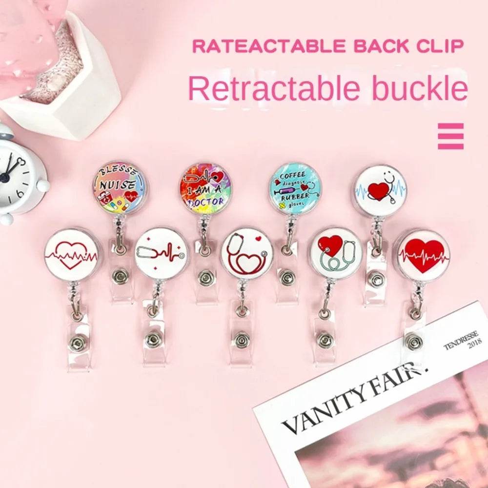 Easy To Pull Buckle Nurse Retractable Badge Reel ID Card Accessories Fashion Nurse ID Card Clips Simplicity Cute
