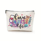 Nurse makeup bag gift, nurse zipper bags, waterproof linen makeup bags, storage bag, nurse gift 5 22 x 17
