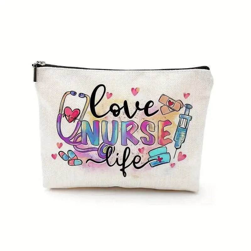 Nurse makeup bag gift, nurse zipper bags, waterproof linen makeup bags, storage bag, nurse gift 5 22 x 17