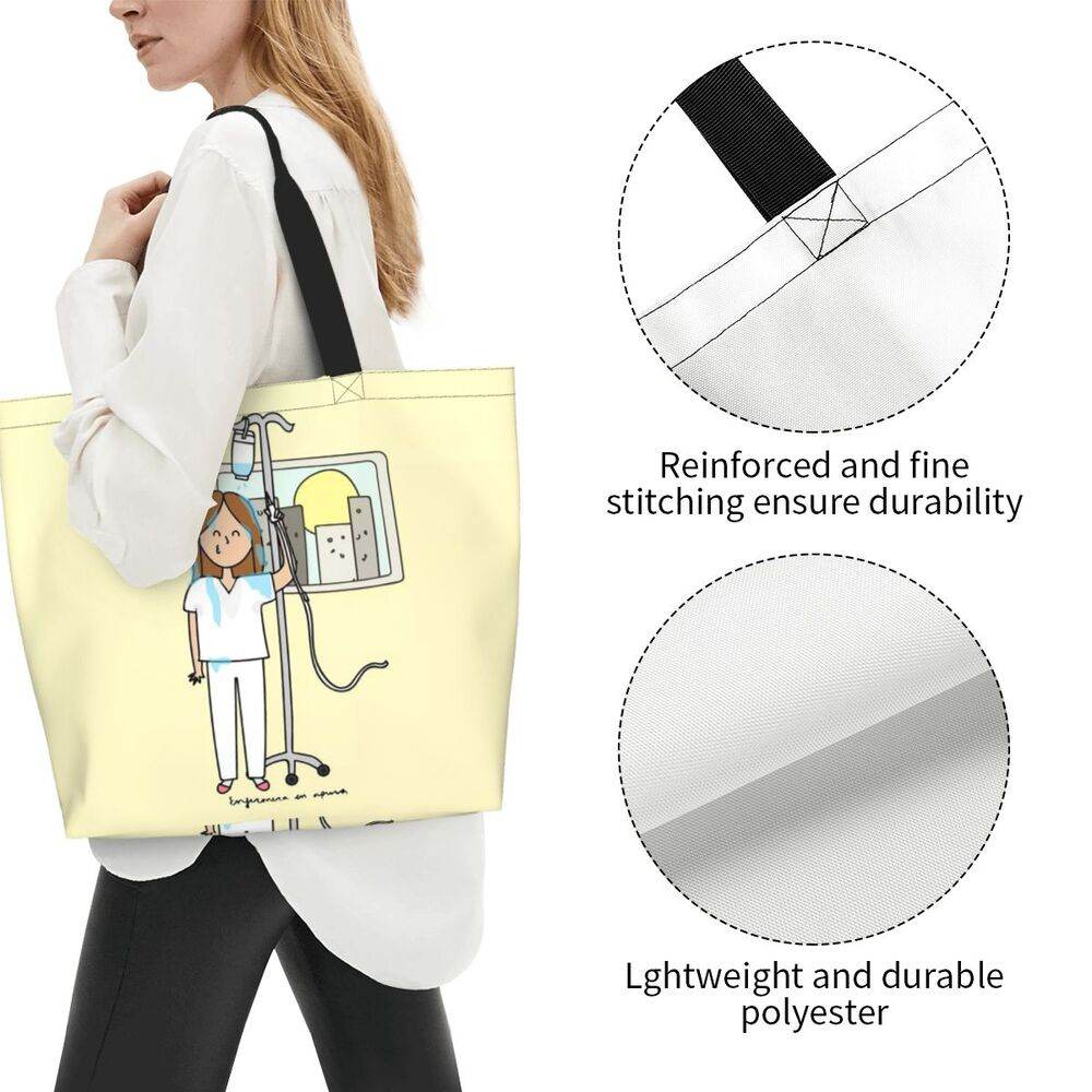 Spacious Eco-Friendly Healthcare Tote Bag with Durable Handles and Secure Zipper Closure