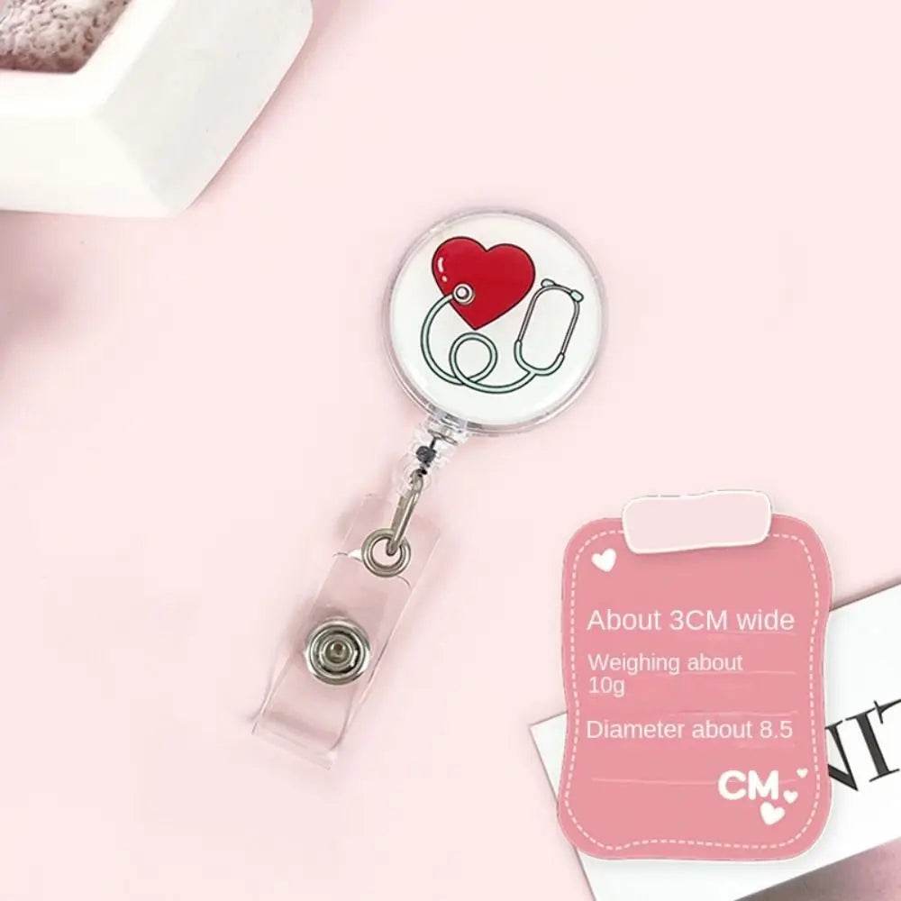 Easy To Pull Buckle Nurse Retractable Badge Reel ID Card Accessories Fashion Nurse ID Card Clips Simplicity Cute style 1