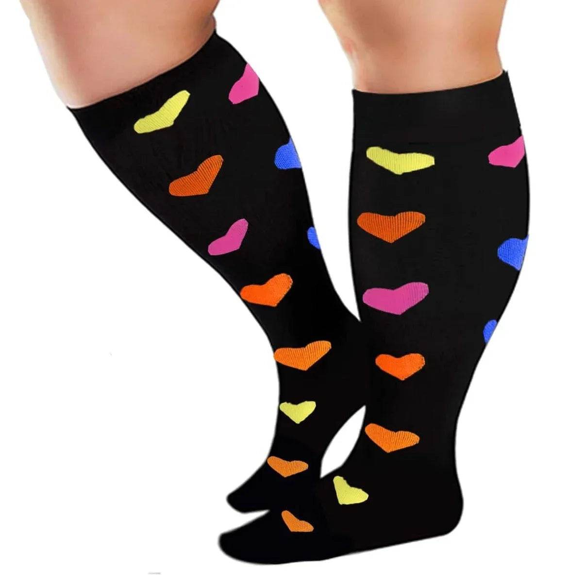 Plus Size Compression Socks for Women&Men Compression Socks 20-30 mmHg, Wide Calf Stockings Best Support for Running 1 Pair B