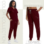 Unisex Medical Scrubs - Soft Fabric Clinical Workwear for Healthcare Vibes 42032-Burgundy