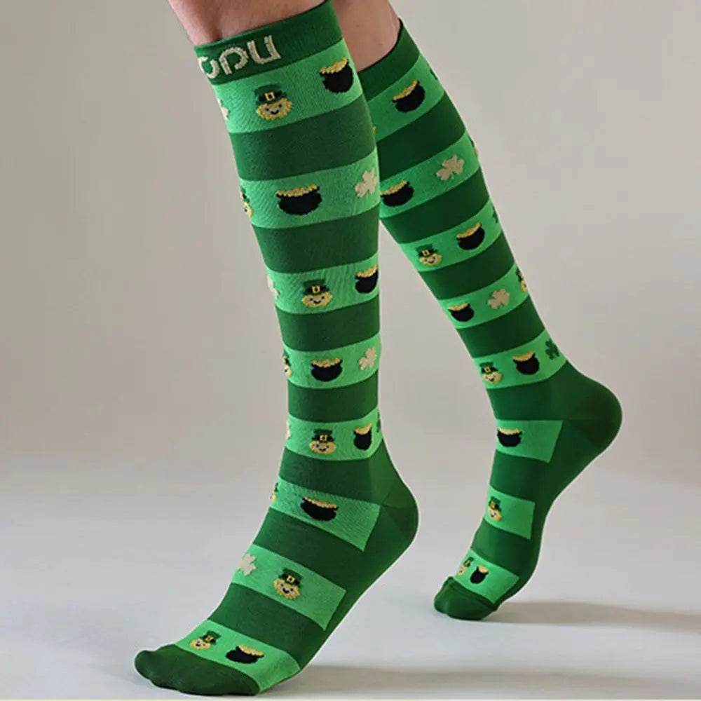 Elastic Compression Socks Knee High Funny Pattern Pressure Stockings Breathable Reducing Swelling Varicose Veins Socks Pregnancy