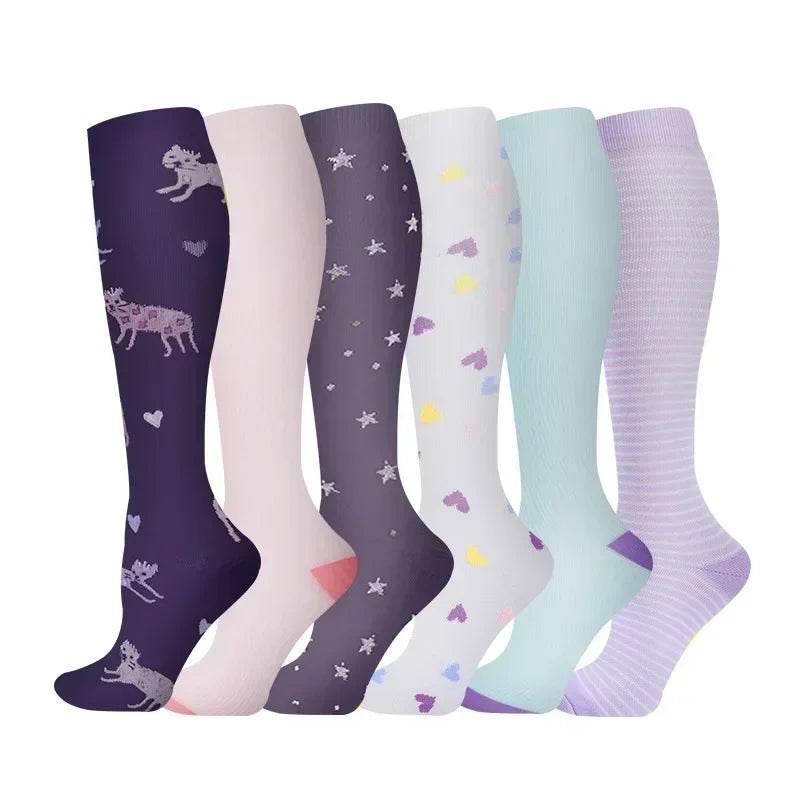 6 Pairs of Men and Women Compression Socks - Ideal for Running, Soccer, and Everyday Comfort!