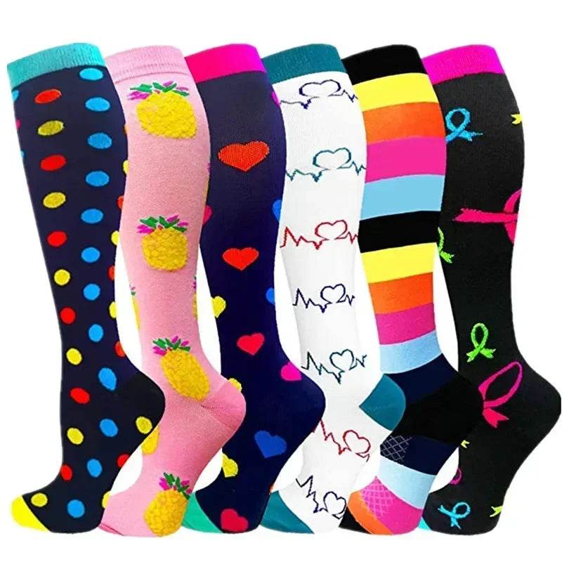 6 Pairs of Men and Women Compression Socks - Ideal for Running, Soccer, and Everyday Comfort!