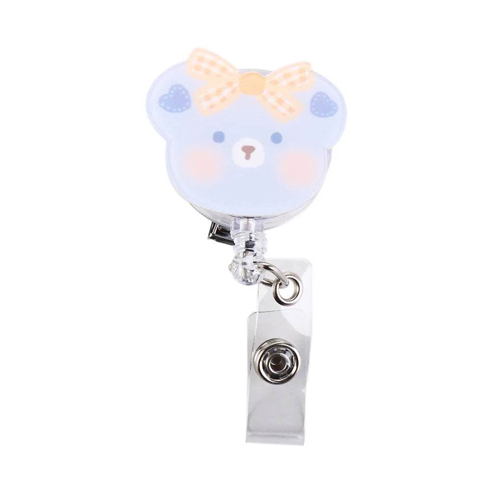 Bear Design 360° Rotating Retractable Badge Reel Clip for Nurses, Doctors, and School Supplies C