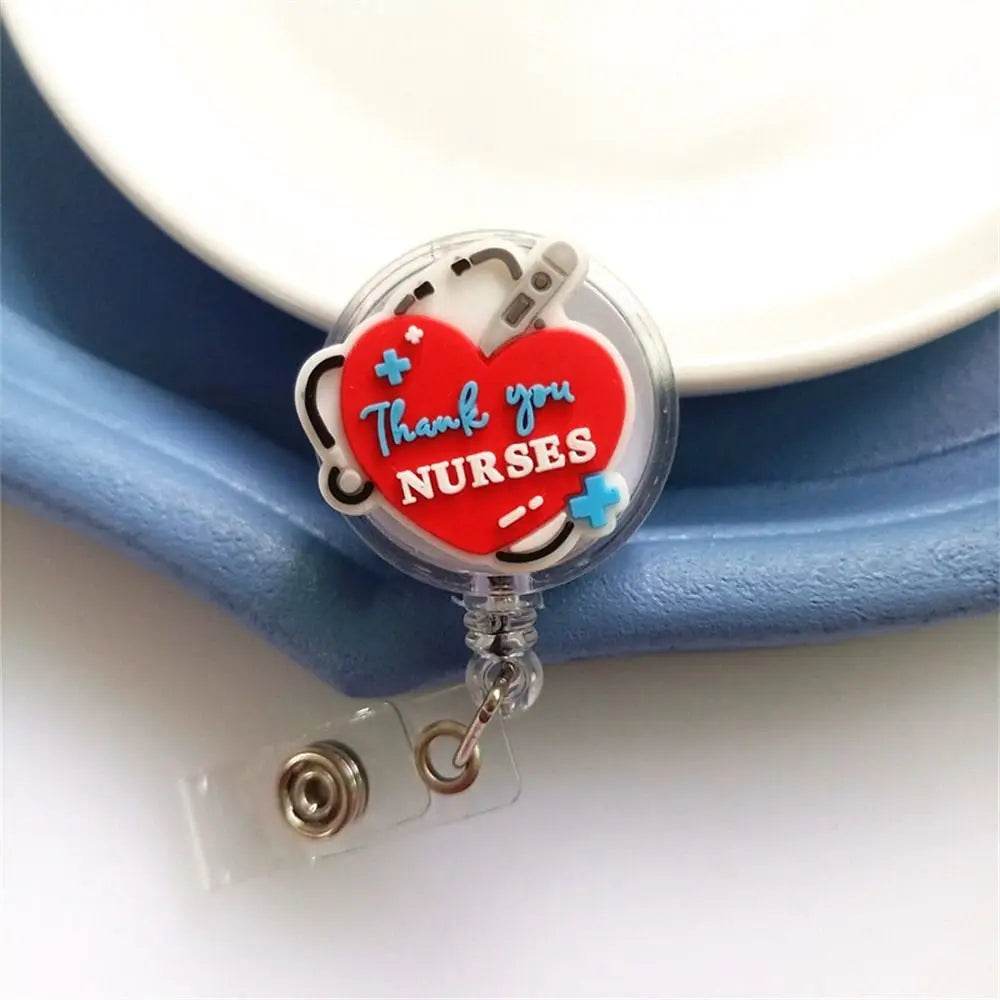 ID Card Holder Nurse Badge Reel Name Tag Chest Card Retractable Badge Holder Exhibition Card Work Card Easy Pull Buckle 1