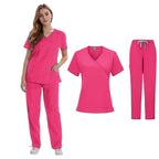 Women's Clinical Joggers Scrub Suit Medical Uniform Sets Rose red