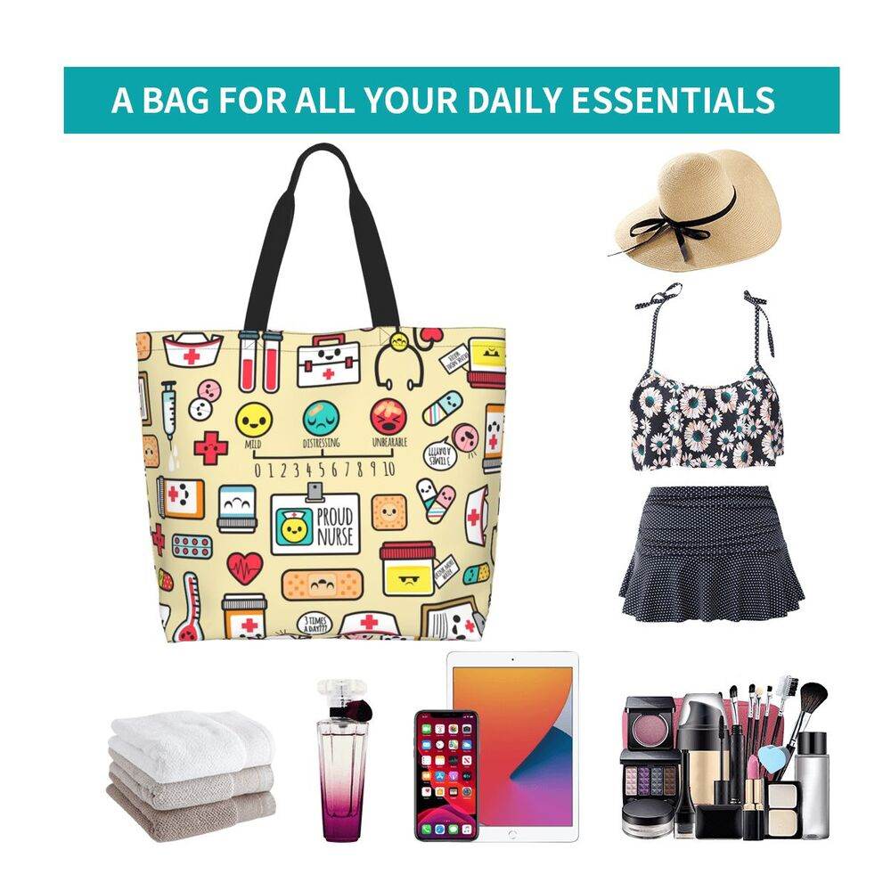 Spacious Eco-Friendly Healthcare Tote Bag with Durable Handles and Secure Zipper Closure