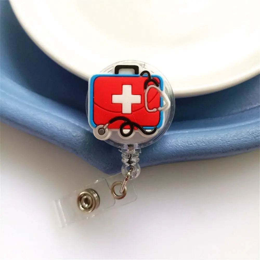 ID Card Holder Nurse Badge Reel Name Tag Chest Card Retractable Badge Holder Exhibition Card Work Card Easy Pull Buckle 2