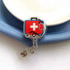 ID Card Holder Nurse Badge Reel Name Tag Chest Card Retractable Badge Holder Exhibition Card Work Card Easy Pull Buckle 2