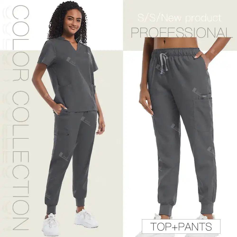 Unisex Medical Scrubs - Soft Fabric Clinical Workwear for Healthcare Vibes 42032-Grey