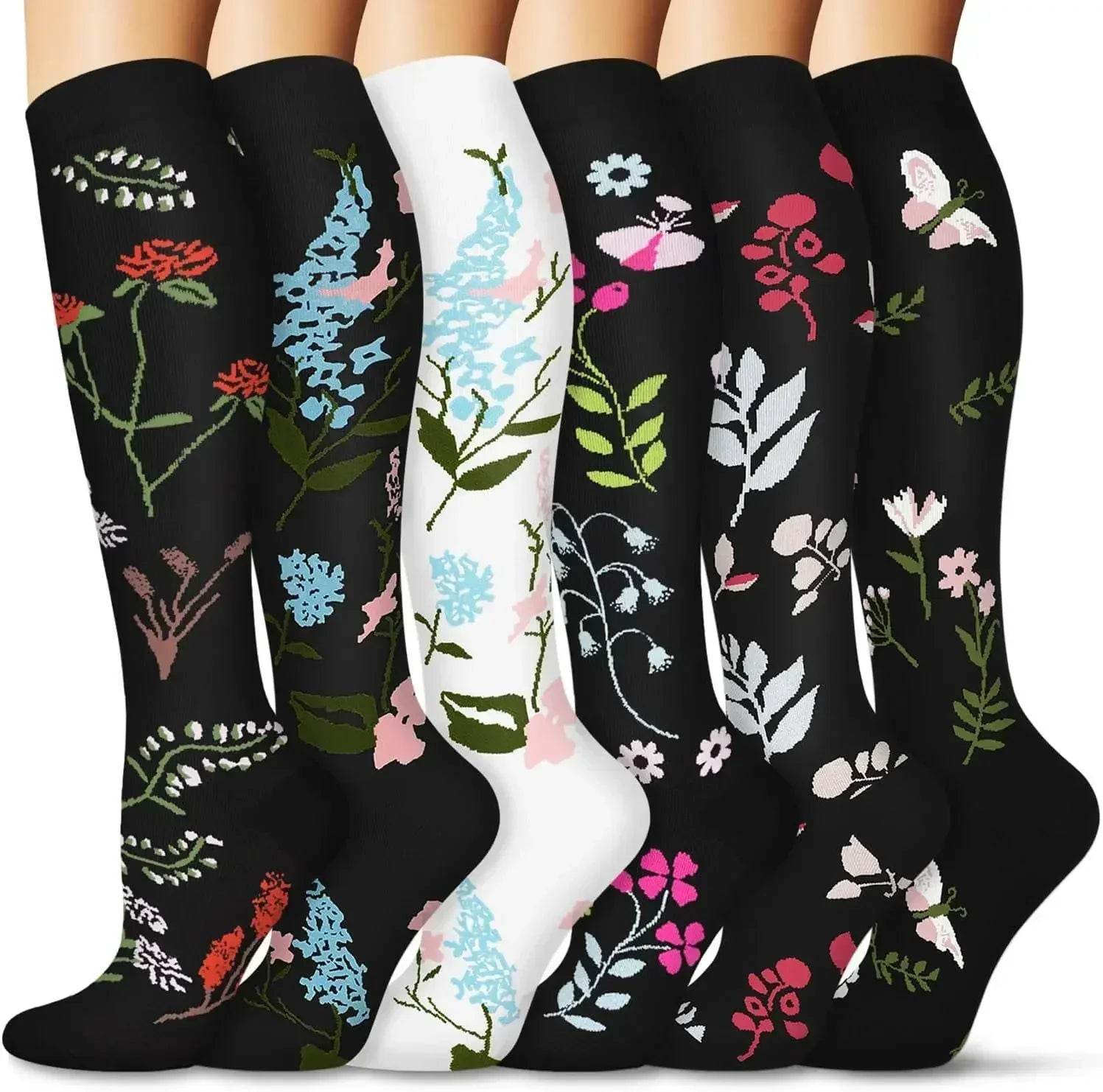 6 Pairs of Men and Women Compression Socks - Ideal for Running, Soccer, and Everyday Comfort!