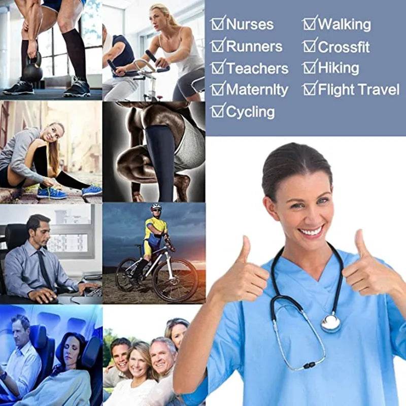 Compression Socks Funny Cactus Animal Pattern Sports Golf Tube Outdoor Hiking Pressure Knee High Stockings