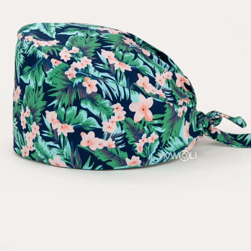 Check out these the Flower-Printed OR Caps! You know, because nothing says 'I'm a professional' like wearing a cap that looks like a garden party exploded on your head hat 2 One Size
