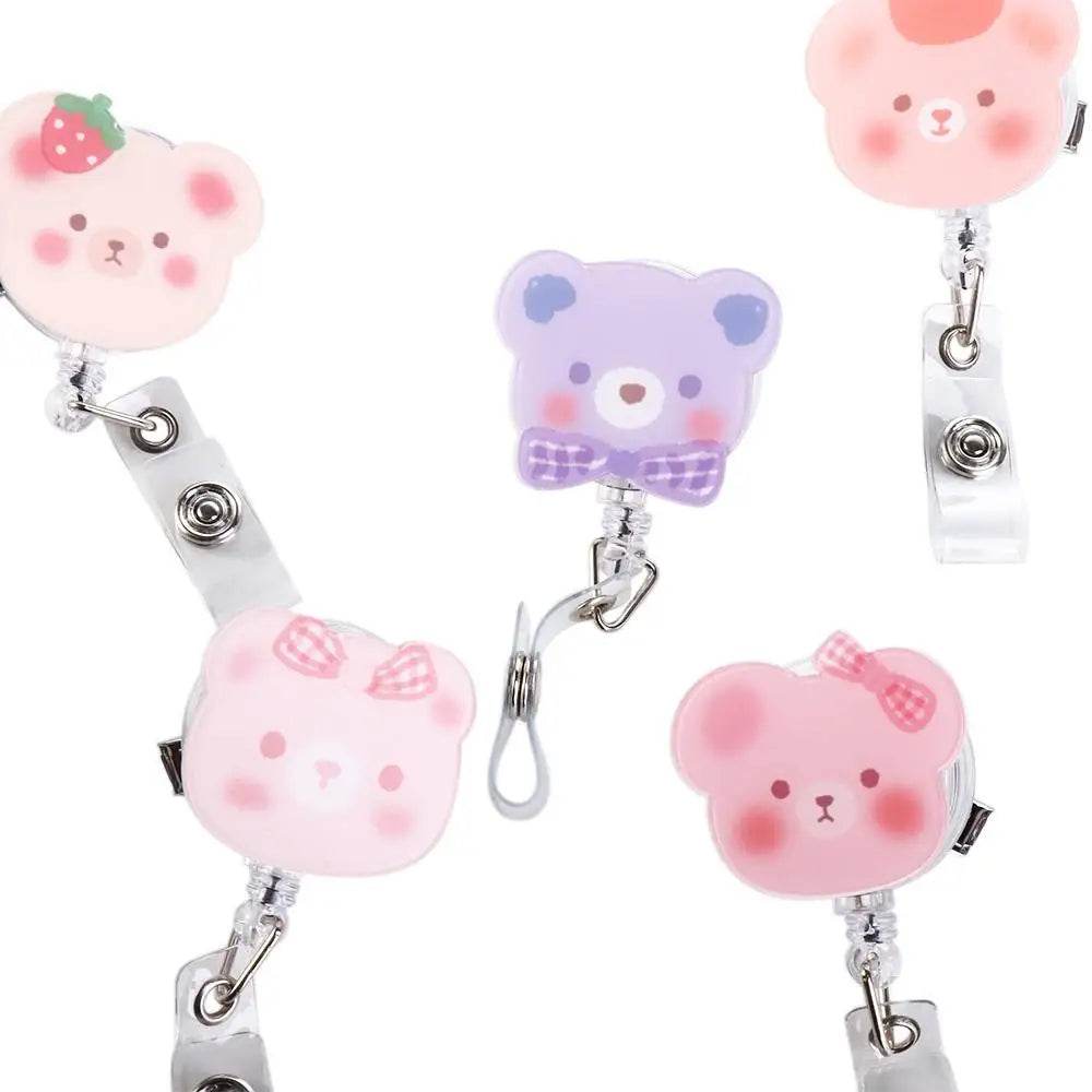 Bear Design 360° Rotating Retractable Badge Reel Clip for Nurses, Doctors, and School Supplies