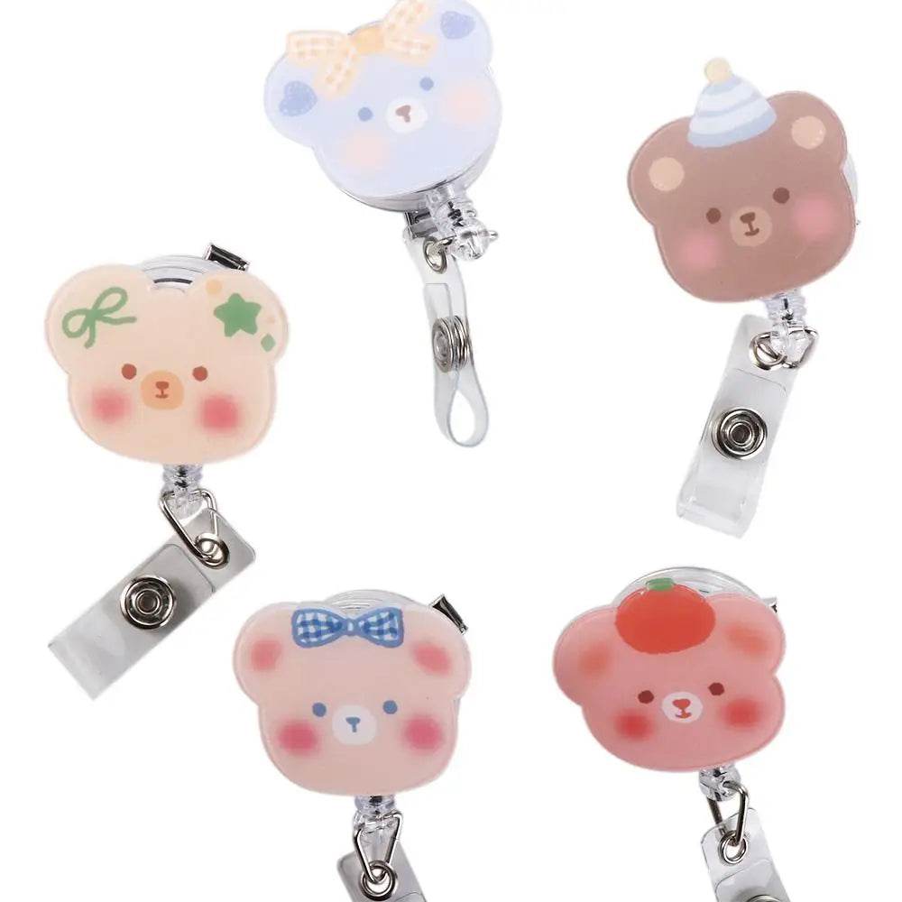 Bear Design 360° Rotating Retractable Badge Reel Clip for Nurses, Doctors, and School Supplies