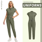 High-quality Beautician Work Gowns Medical Workwear Surgical Nursing Jumpsuits Pet Clinic Vet Scrubs Uniform Wholesale Jumpsuits 42166-Pea green