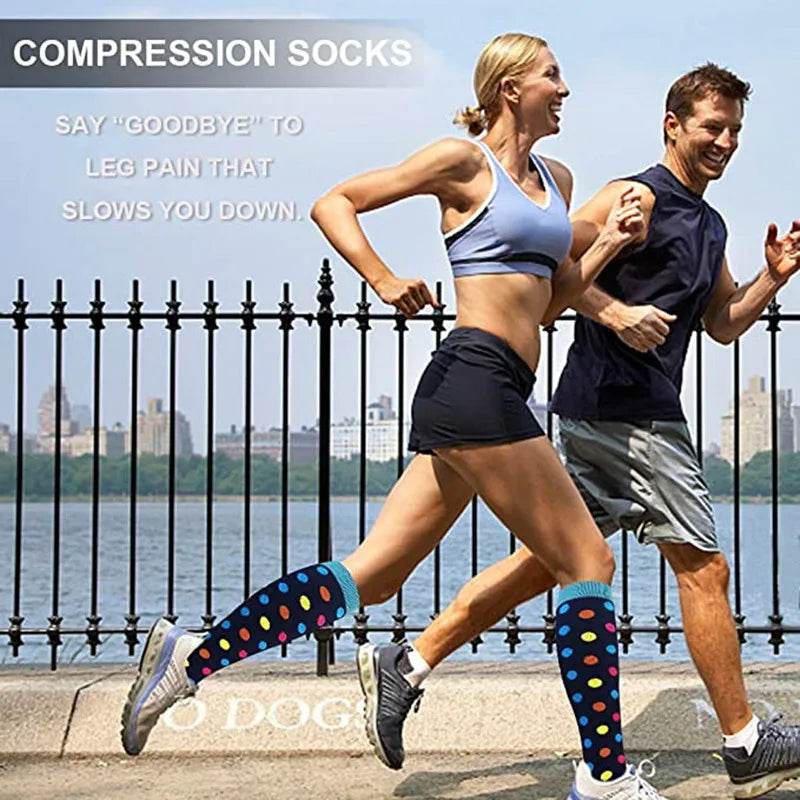 Compression Socks Funny Cactus Animal Pattern Sports Golf Tube Outdoor Hiking Pressure Knee High Stockings
