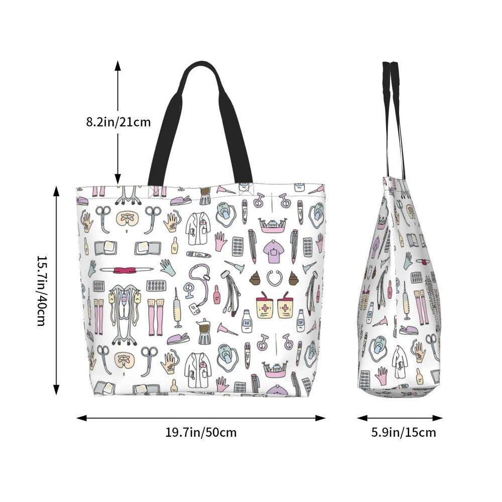 Spacious Eco-Friendly Healthcare Tote Bag with Durable Handles and Secure Zipper Closure